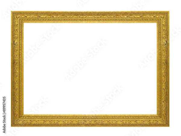 Obraz gold picture frame. Isolated over white background