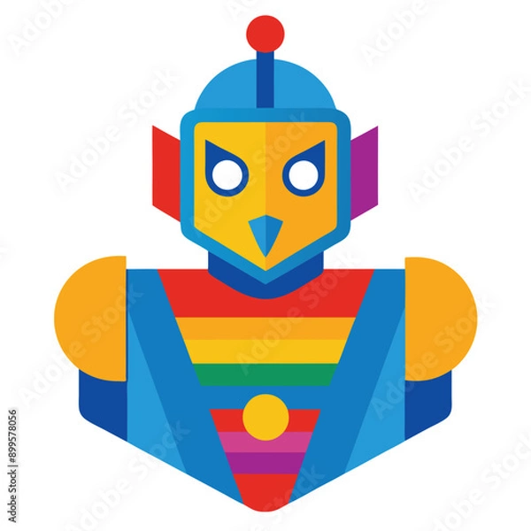 Fototapeta An awesome robot esport logo for your team, the robot warrior head with colorful geometry Doodle Zentangle Vector Illustration Cartoon Concept. Wallpaper, Banners, Background. Ai generate