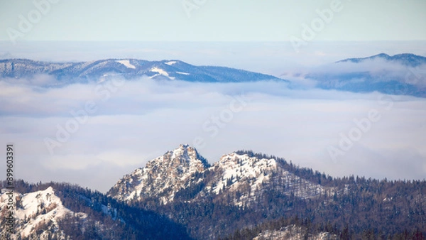 Fototapeta landscape with mountains and clouds
