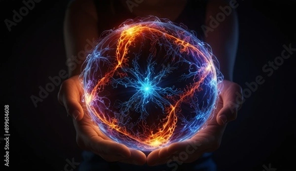 Obraz Electric Energy Sphere in Hands