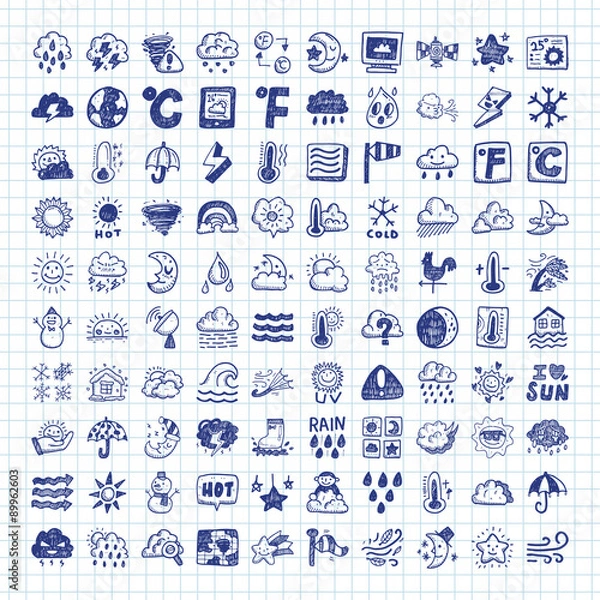 Obraz doodle weather icons