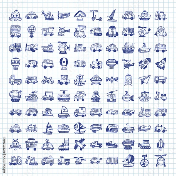 Obraz doodle transport icons