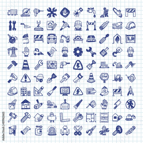 Obraz doodle construction icons