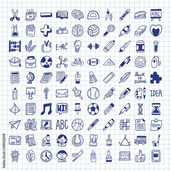 Obraz doodle school icons