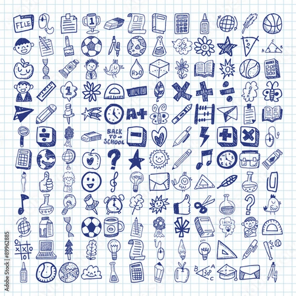 Obraz doodle school icons