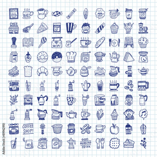 Obraz doodle coffee icons