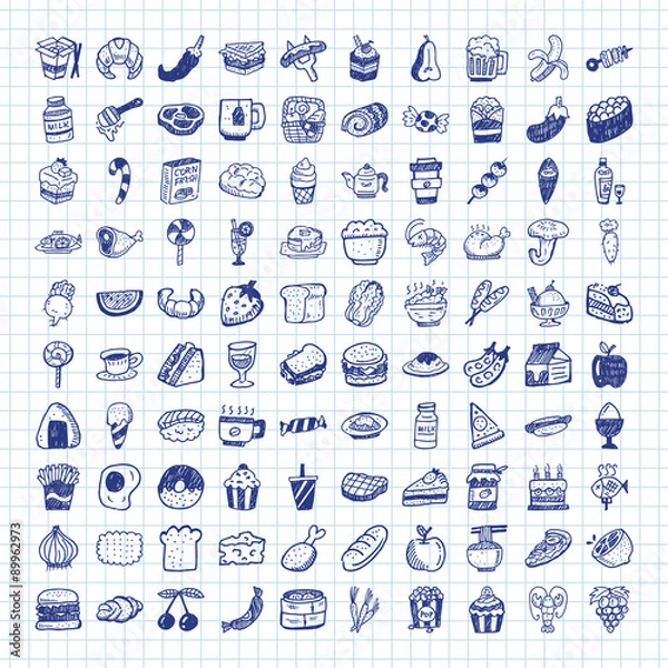 Obraz doodle food icons