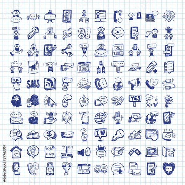 Obraz doodle communication icons