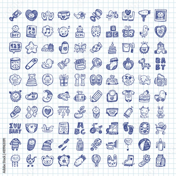 Obraz doodle baby icon