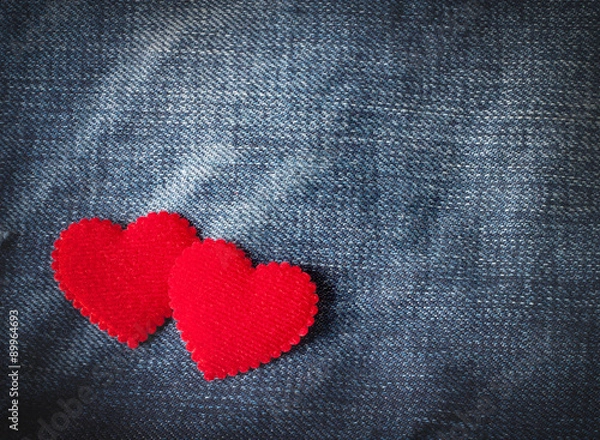 Obraz Jeans background with red heart