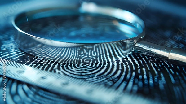 Obraz a fingerprint being examined under a magnifying glass