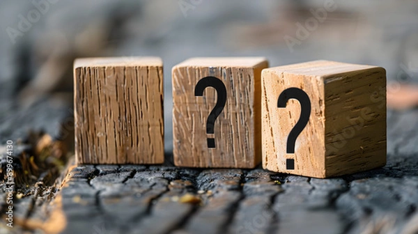 Fototapeta question mark on wooden blocks