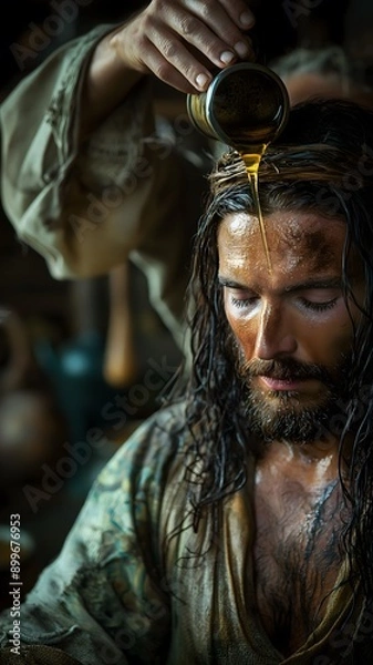 Obraz Jesus was anointed with spikenard by a woman in Bethany