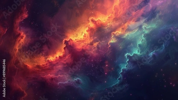 Fototapeta Mystical Cosmic Nebula - Vibrant Space Fantasy in Digital Art Creation