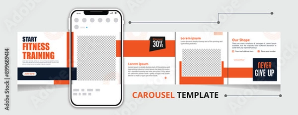 Fototapeta Gym Best Creative Carousel Template Social Media Post creative design with Elements, best work 
 