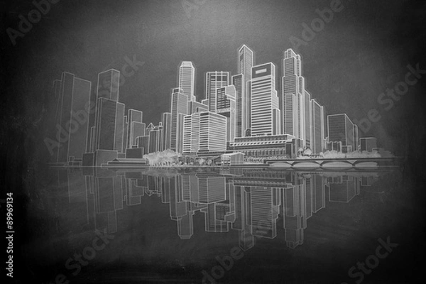 Obraz Skyline with reflection