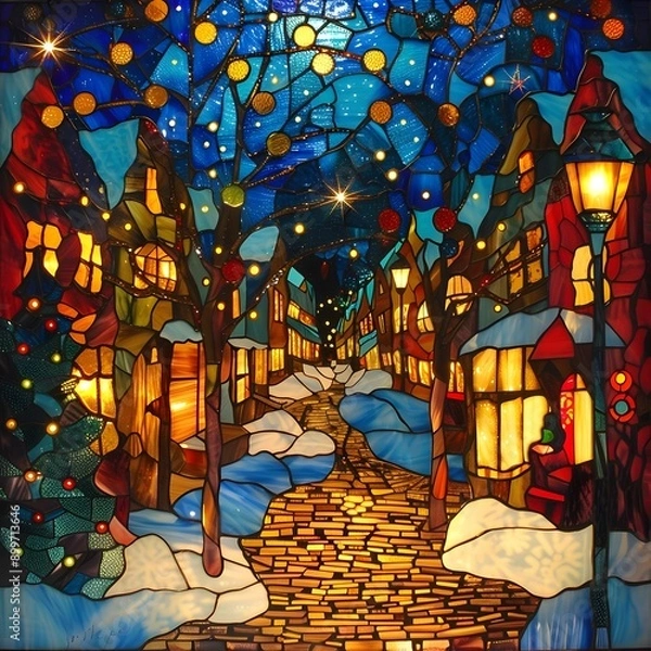 Obraz christmas tree in the city