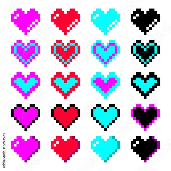 Obraz 可愛いハートのドット絵ピクトグラム