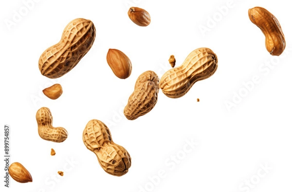 Fototapeta Falling peanut, full body, on a transparent background