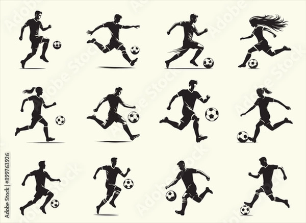 Fototapeta Soccer player Silhouette Vector Illustration