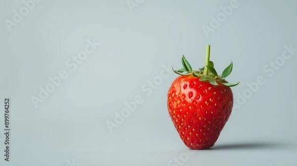 Fototapeta Minimalist Strawberry on Plain Background - Stock Image