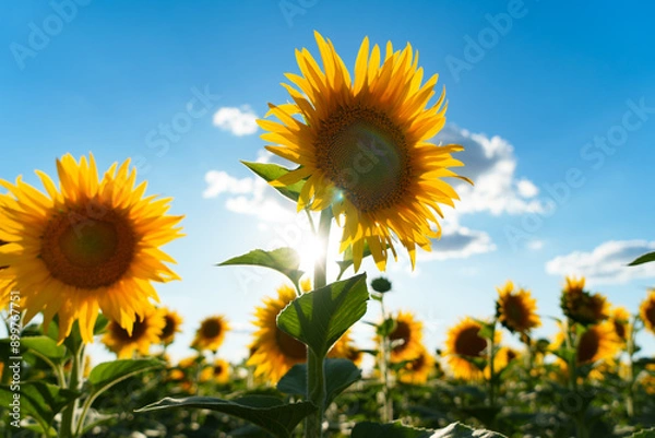 Obraz Sunflower field at sunset