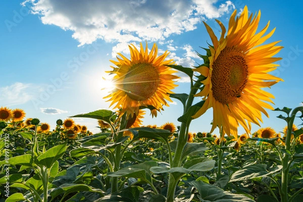 Obraz Sunflower field at sunset