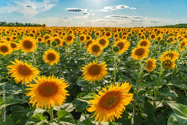 Obraz Sunflower field at sunset
