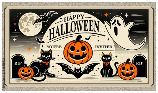 Fototapeta Helloween Moonlit Pumpkin Night A Bewitching Vector Background