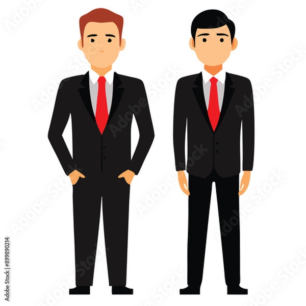 Fototapeta two Business man standing, vector illustration, isolated white background 
