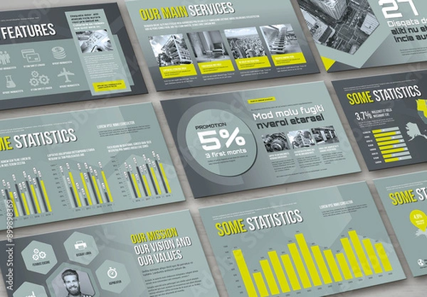 Fototapeta Profesional Corporate Business Presentation in Pale Green with Lime Green Accents