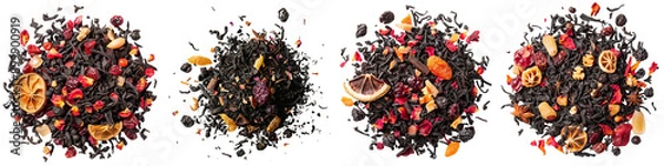 Fototapeta Set of A Dried fruit mixed with loose black tea on a transparent background