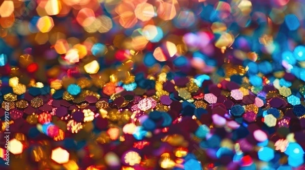 Fototapeta Multicolored Bokeh Sequins Editing Isolate Radiance Holiday Pattern