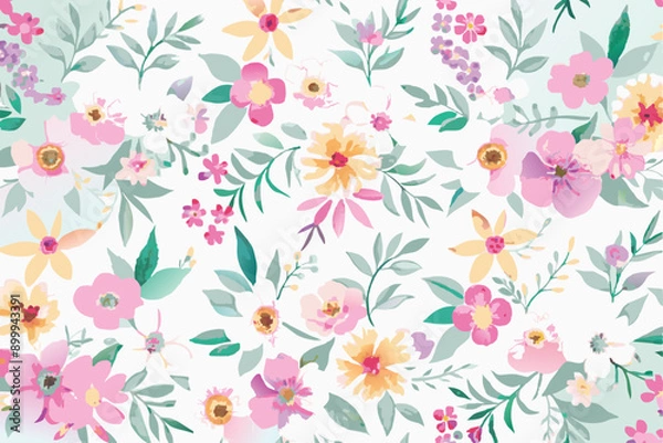 Fototapeta Wildflowers spring pattern 
