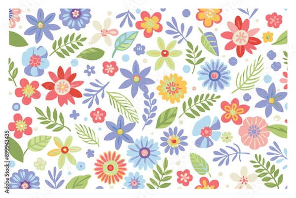 Fototapeta Wildflowers spring pattern 