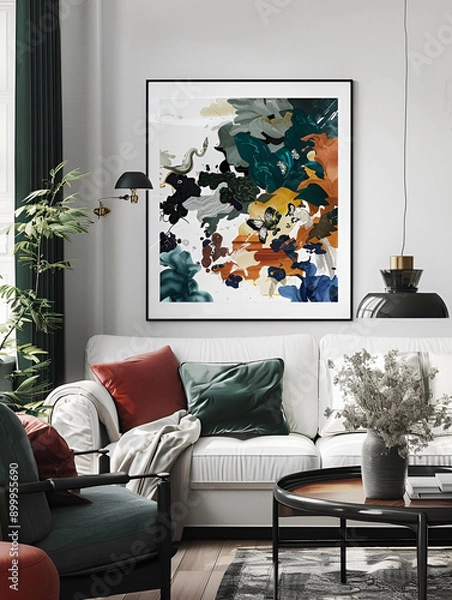 Fototapeta Mock up for wall art, posters, interior design, modern design