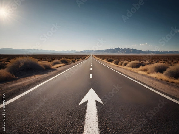 Fototapeta Ready to Success arrow printed on road leading towards business future creative concept