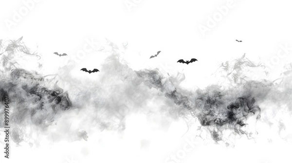 Obraz Vector Fog and Mist, Graphic Illustrative for Halloween, Spooky and Enveloping Atmospheric Design Element, png file, isolated on white