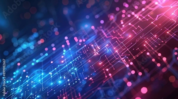 Obraz Futuristic network technology background with glowing lines and circuits, representing digital connectivity.