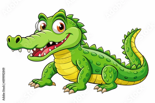 Obraz Funny Crocodile Cartoon Vector Illustration Clipart And Line Art Design, Funny crocodile cartoon vector, perfect for clipart, illustrations, and line art designs
