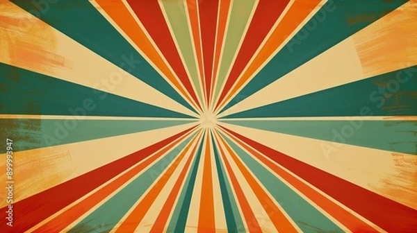 Fototapeta Sunburst retro vibes graphic print groovy background 60s 70s. wallpaper.