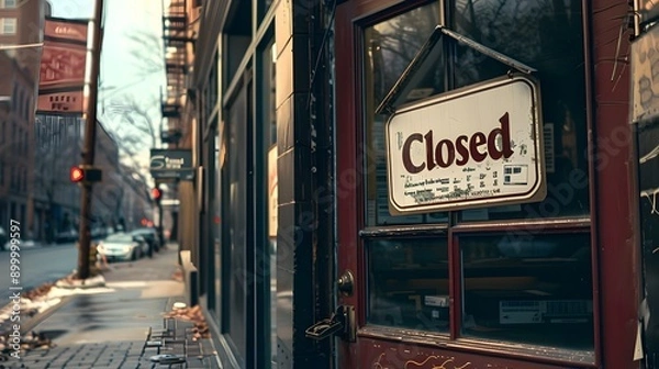 Fototapeta Closed Business Storefront with Abandoned Retail Space in the City