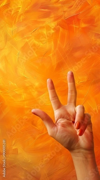 Fototapeta International Day of Sign Language. International Day of the Deaf. Free space for text.
