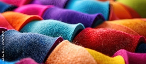 Fototapeta Image displaying the blend of colorful felt textures with copy space image