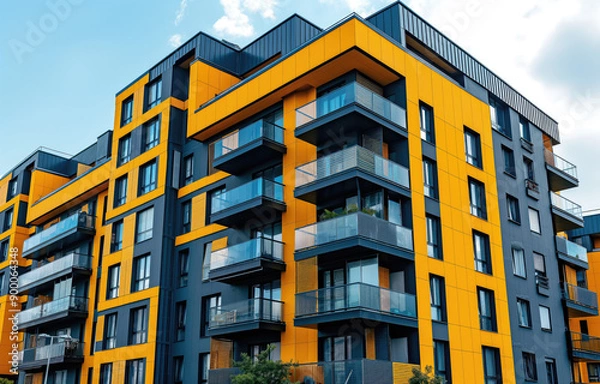 Fototapeta yellow building with sky