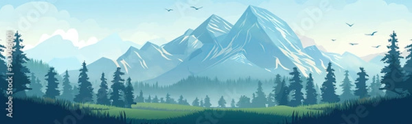 Fototapeta mountain and forest in vector style