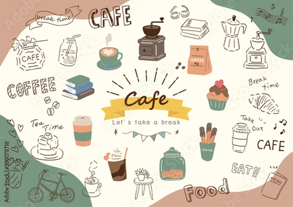 Fototapeta カフェ　イラスト素材集