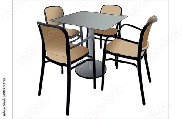 Fototapeta tables and chairs in cafe garden seating