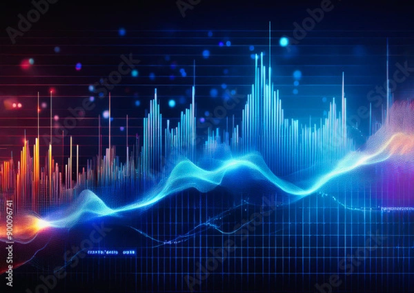 Obraz 青のデジタルと金融のイメージ背景