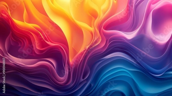 Fototapeta Vibrant rainbow swirl with fluid gradients and bold, dynamic shapes